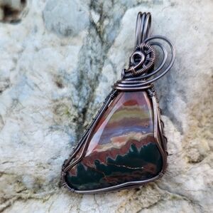 Handcrafted Idaho Sunset Seam Jasper Pendant